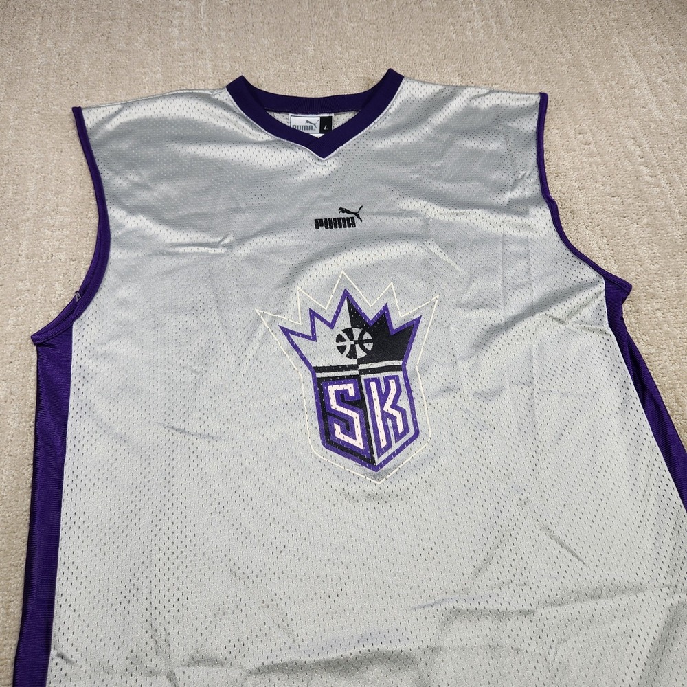 Vintage Sacramento Kings Jersey Men Large Basketball NBA USA Made Gray Purple